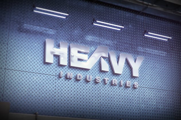 3D立体Logo挂墙演示样机模板 3D Logo Modern Wall Sign Mock-Ups Vol.2插图(3)