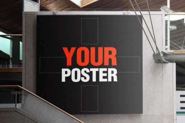 方形城市海报广告牌展示样机素材库精选 Urban City Poster Billboard Mock-up