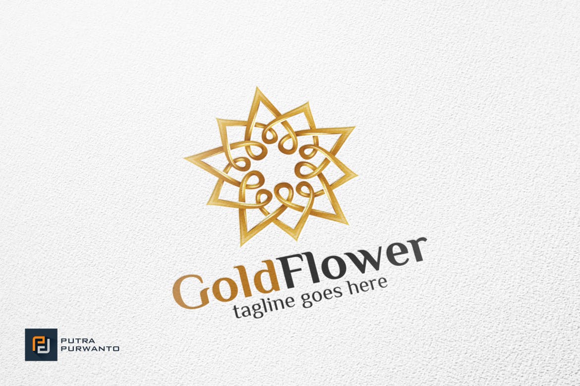 金色花卉几何图形/曼陀罗风格Logo设计素材库精选模板 Gold Flower / Mandala – Logo Template插图(1)