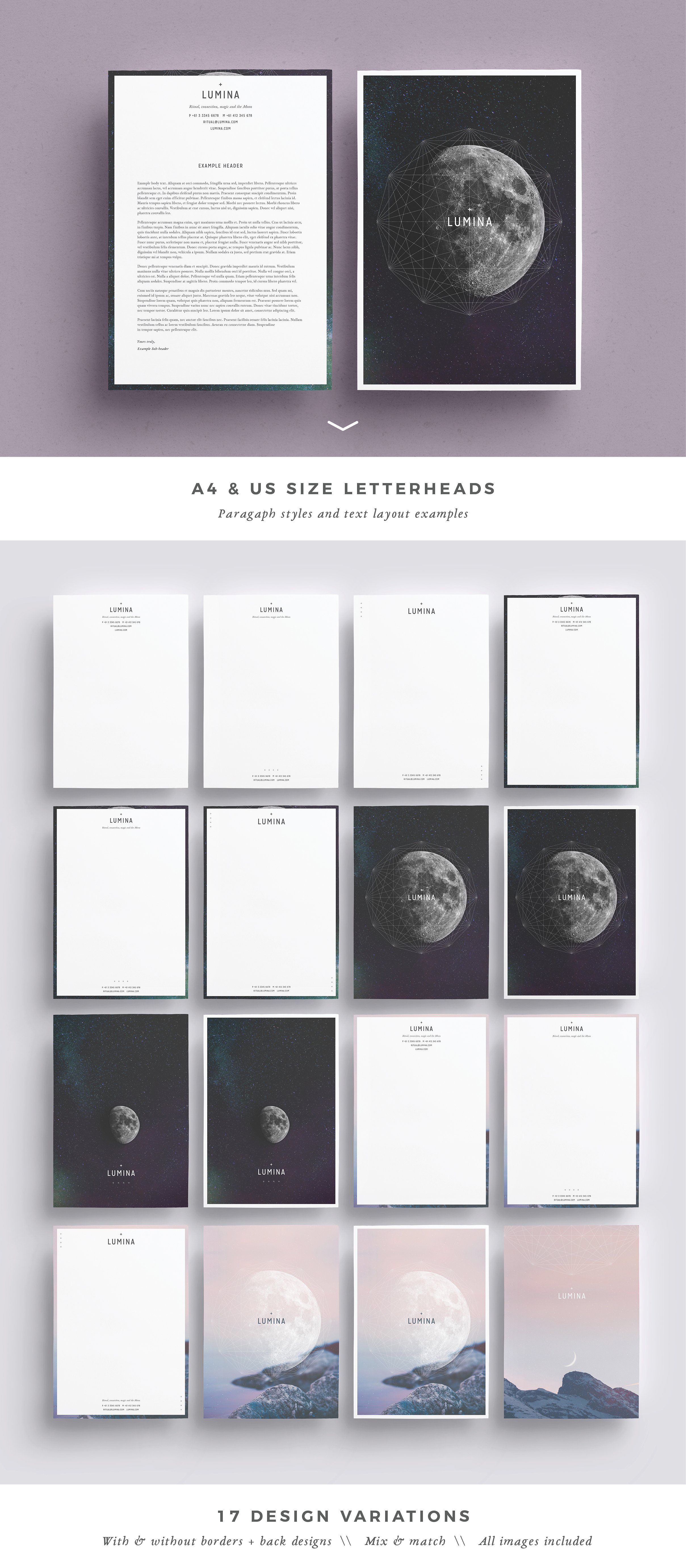 漂亮多用途信笺模板 LUMINA Letterhead + Comps插图(1)