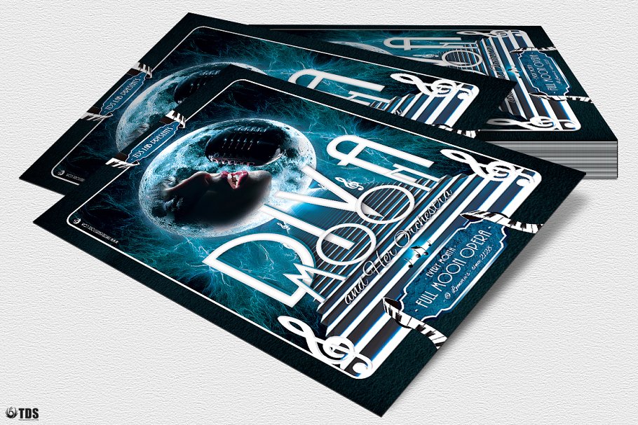满月歌剧传单PSD模板 Full Moon Opera Flyer PSD插图(3)
