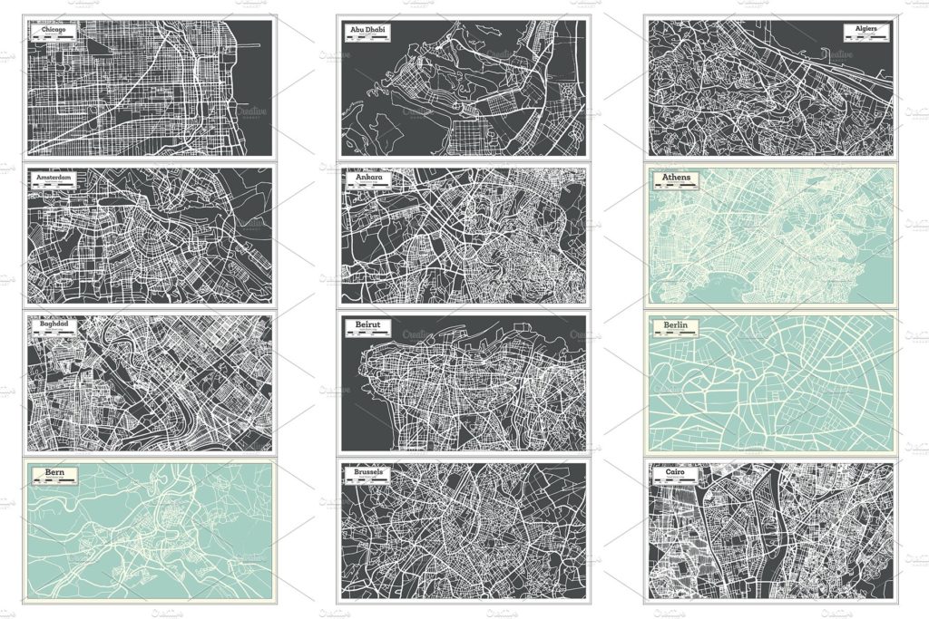 52款手绘地图素材合集下载[ai,eps,psd]插图(13)