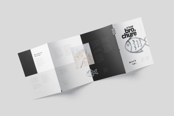 多尺寸四折页宣传册印刷效果图样机模板 4-Fold Brochure Mockup Set – Din A4 A5 A6