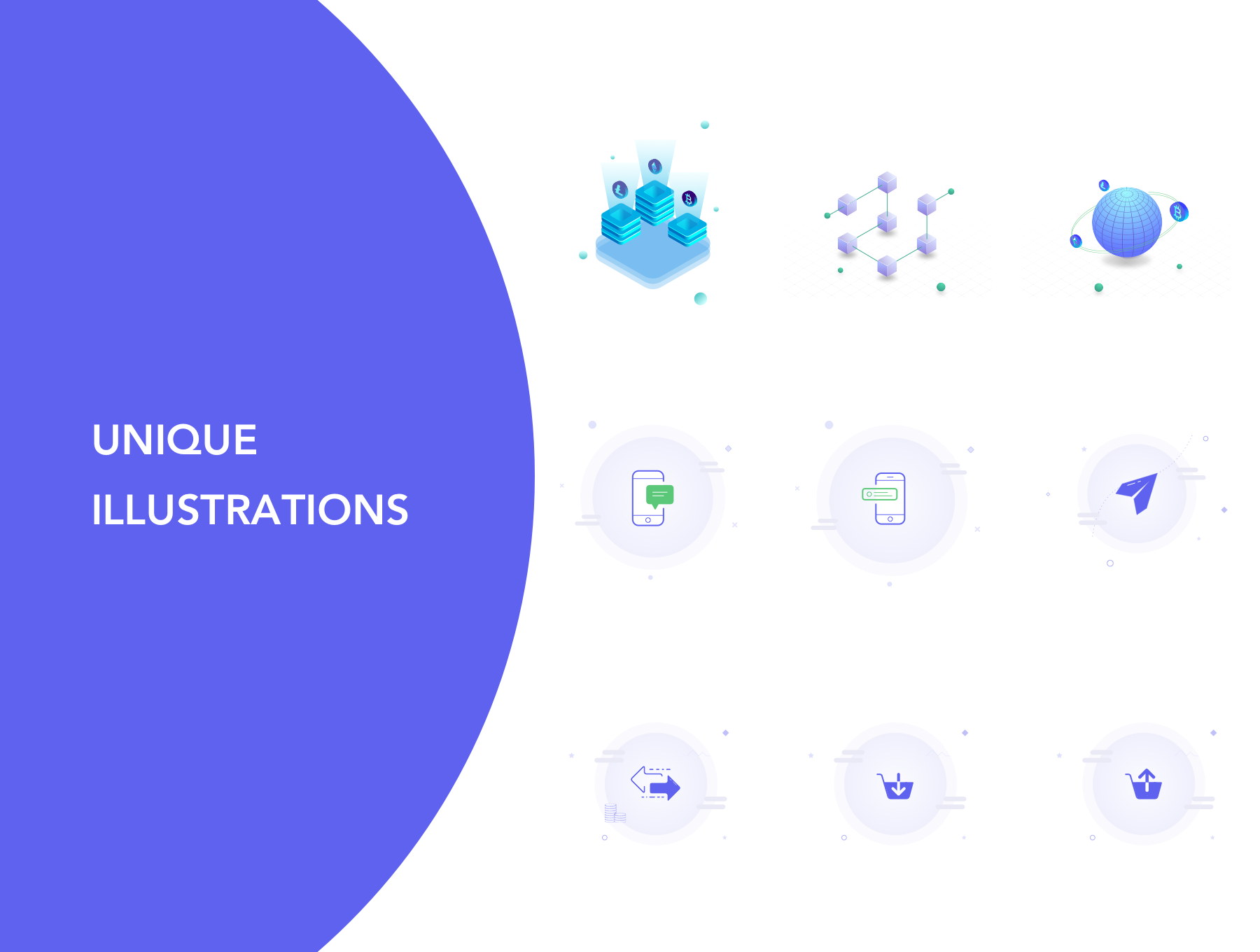 素材库下午茶：区块链简约功能APP UI套装下载插图(2)