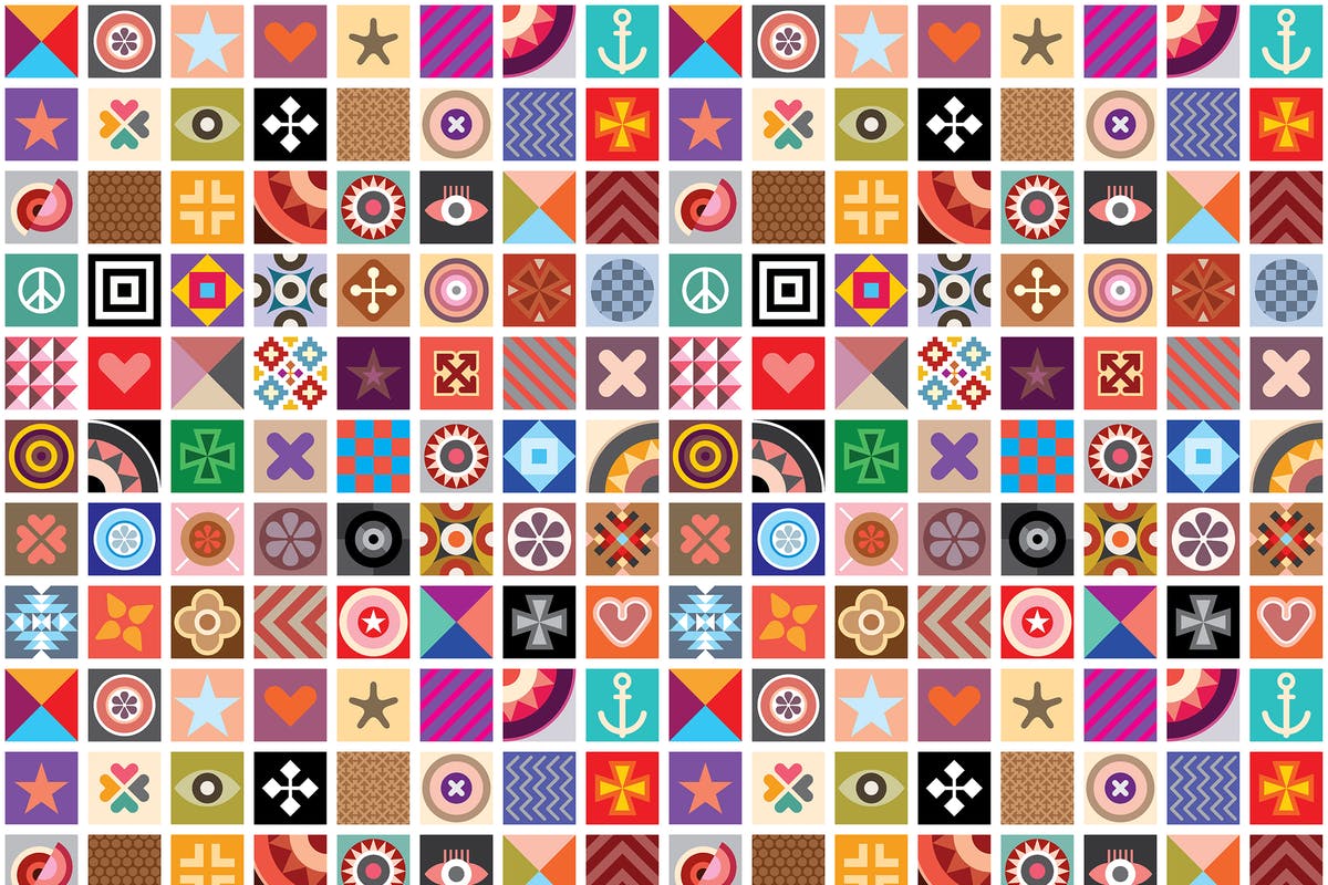 多彩几何图形图标无缝纹理素材 Abstract Patterns Seamless Wallpaper插图