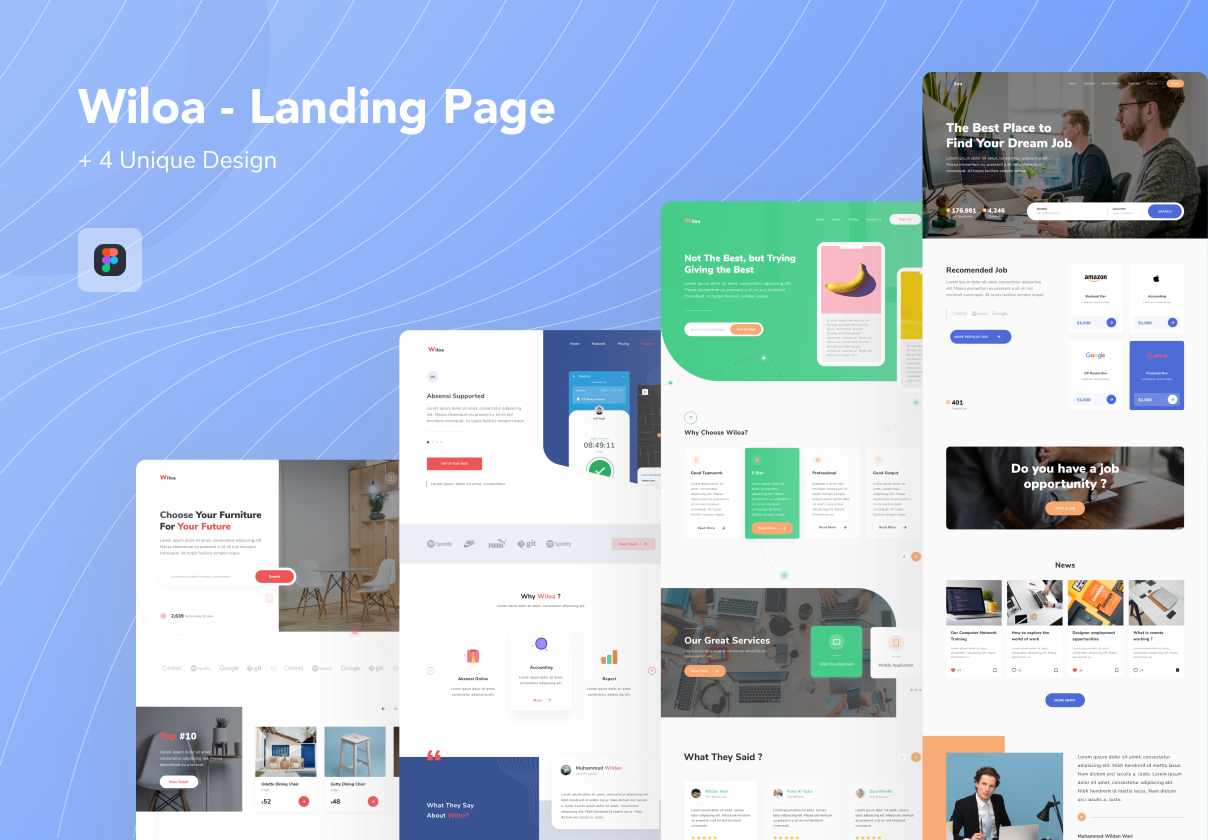 素材库下午茶：简约现代设计风格的着陆页UI设计套件[Fig]插图(4)