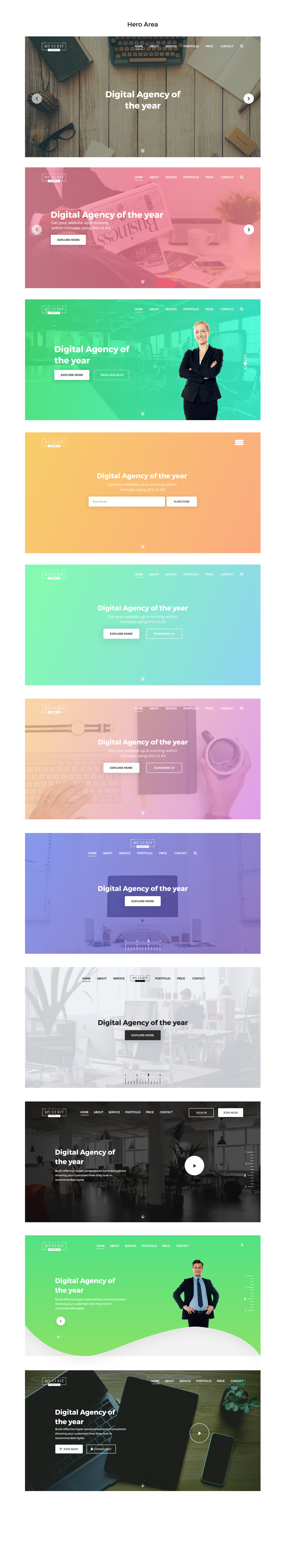 非常完整的一套网页设计 UI 套件 Landing Page UI Kit插图(11)