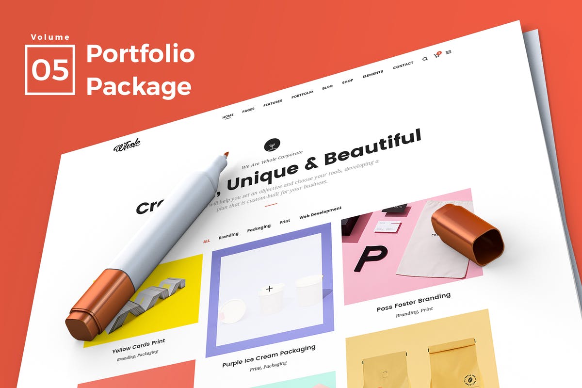 时尚创意产品展示网站着陆页设计UI模板V5 Web Portfolio Vol 05插图