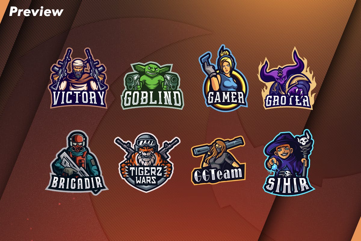 电子竞技俱乐部队徽Logo设计素材库精选模板合集 E Sports Logo Bundle插图(2)