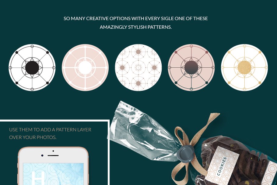 高端大气几何圆形图案纹理 Geometric Circles Patterns Set插图(2)