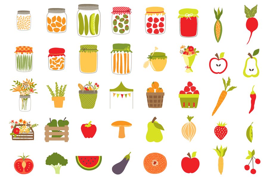 现代农贸市场剪贴画素材 Modern Farmers Market Graphics插图(1)