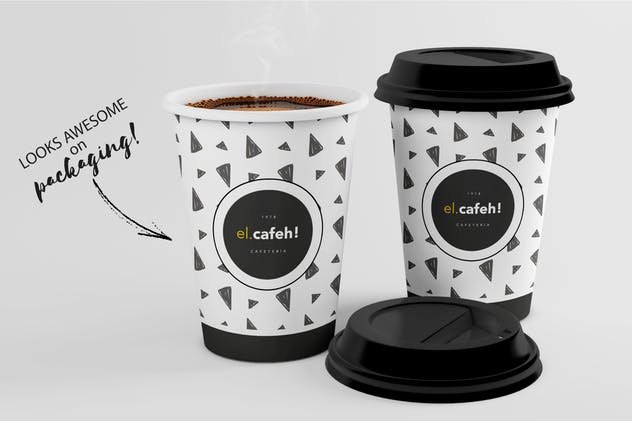 黑白风格手绘图案包装外观设计背景纹理 Black and White Stylish Patterns插图(4)