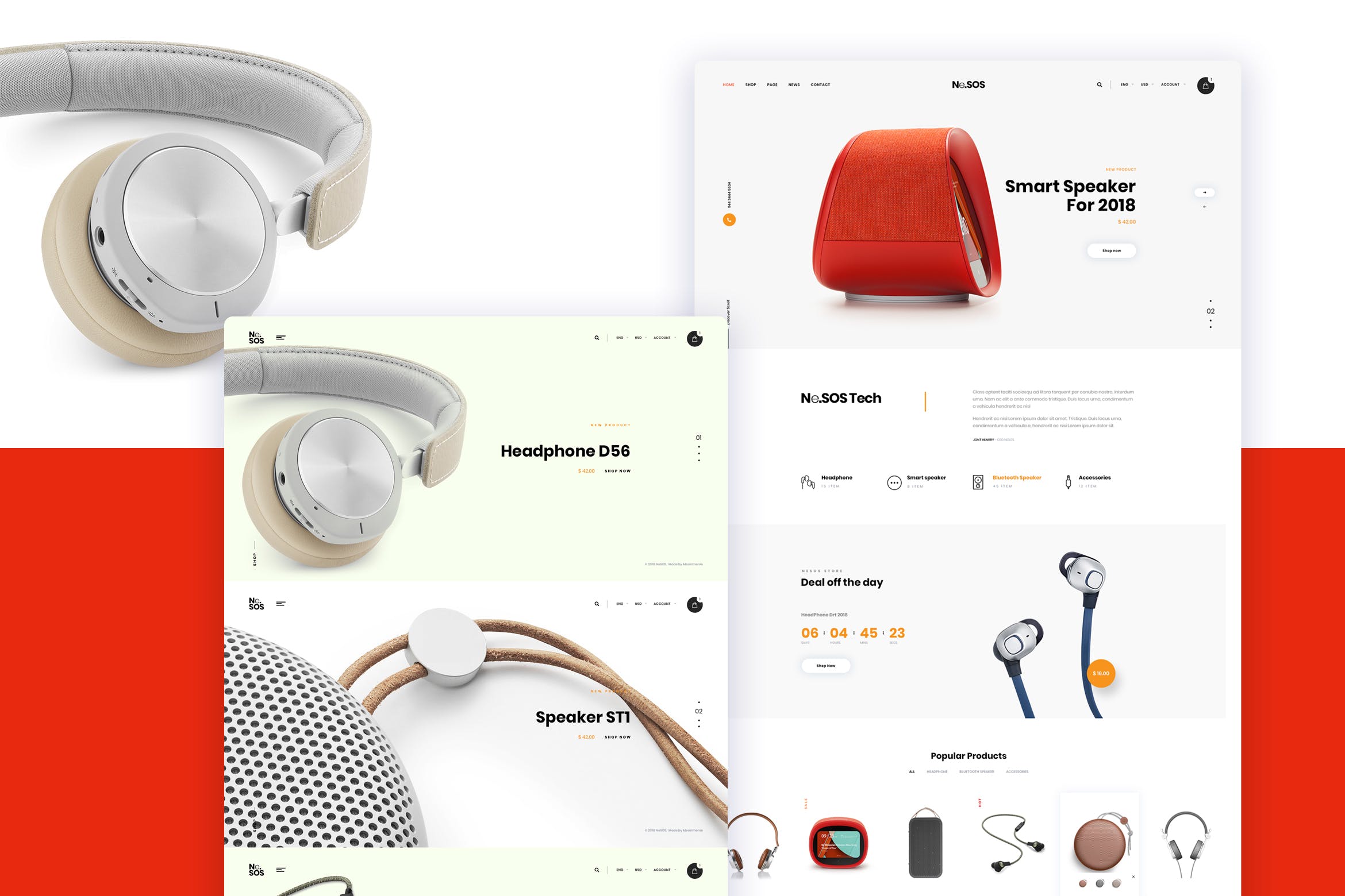 耳机音响设备网上商城设计PSD模板 Ne26 – Speaker store Ecommerce PSD template插图