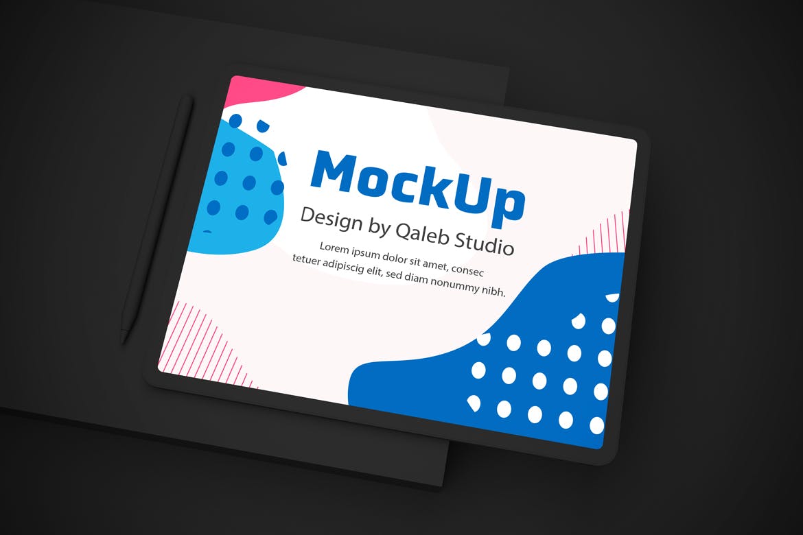 酷黑背景iPad平板电脑UI设计屏幕预览素材库精选样机模板 Dark iPad Pro V.2 Mockup插图(7)