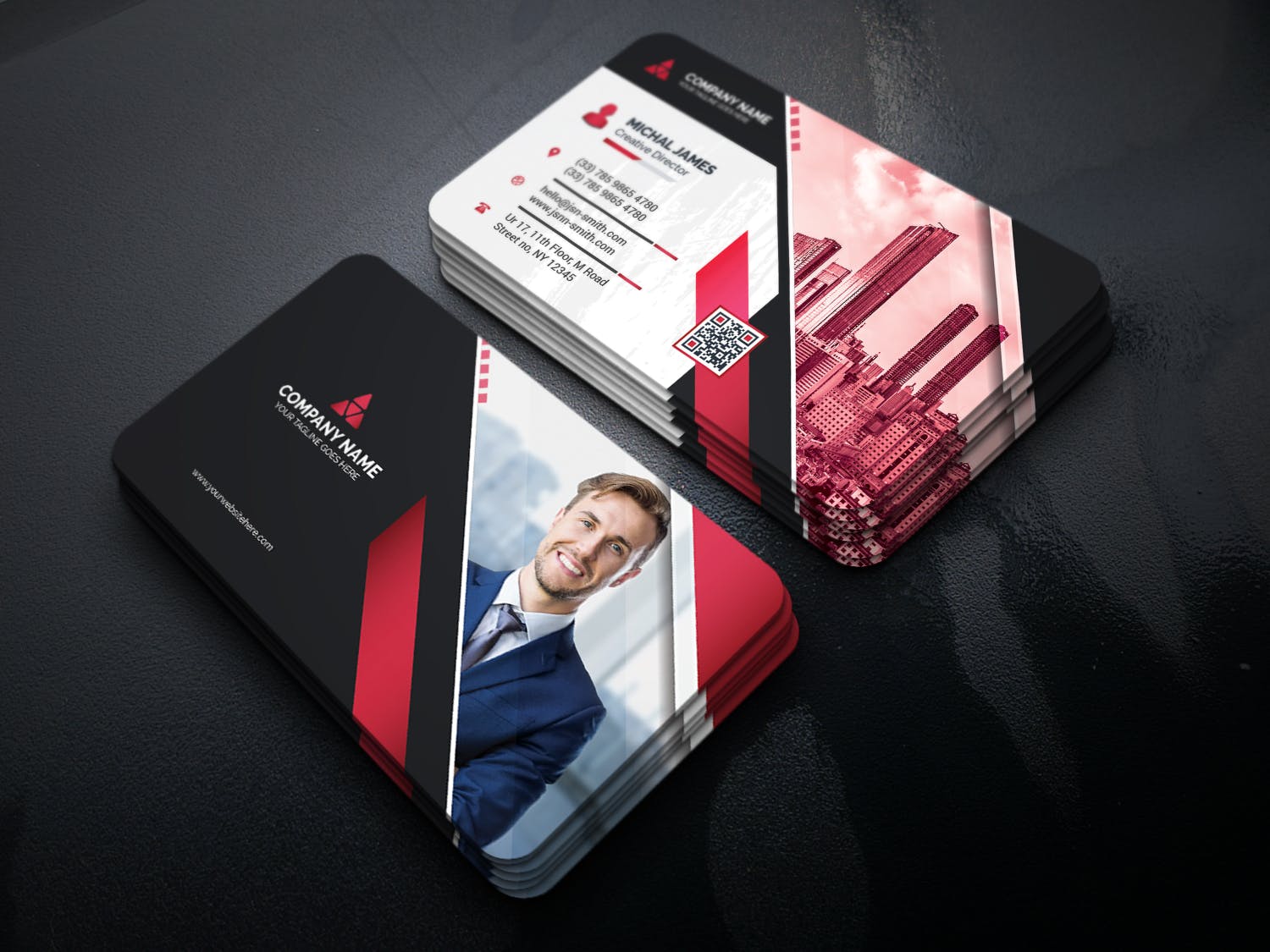 个性大头照圆角名片排版设计模板 Business Card插图(1)