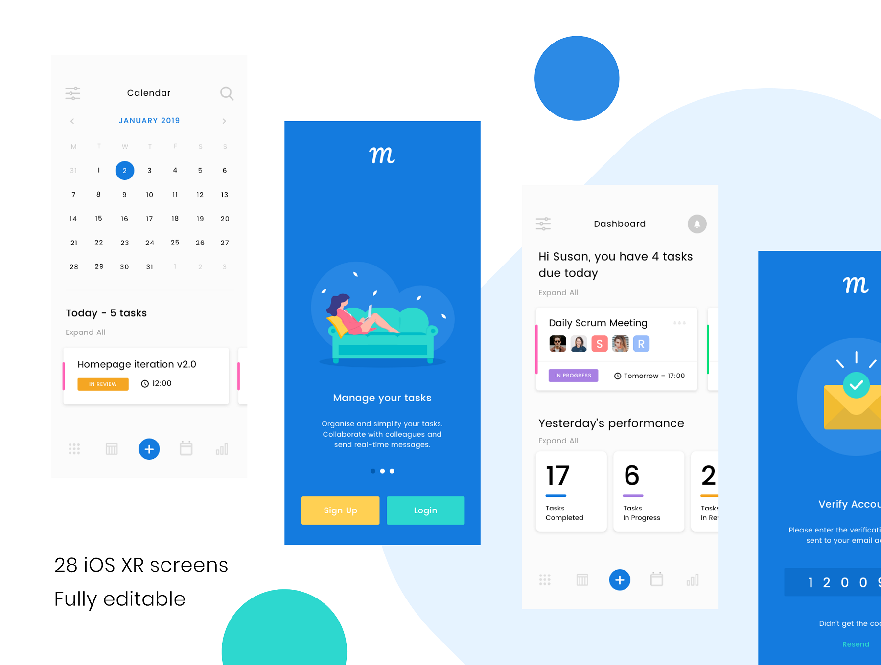 素材库下午茶：简单多功能任务管理工具APP UI KIT套装下载[Sketch]插图(1)