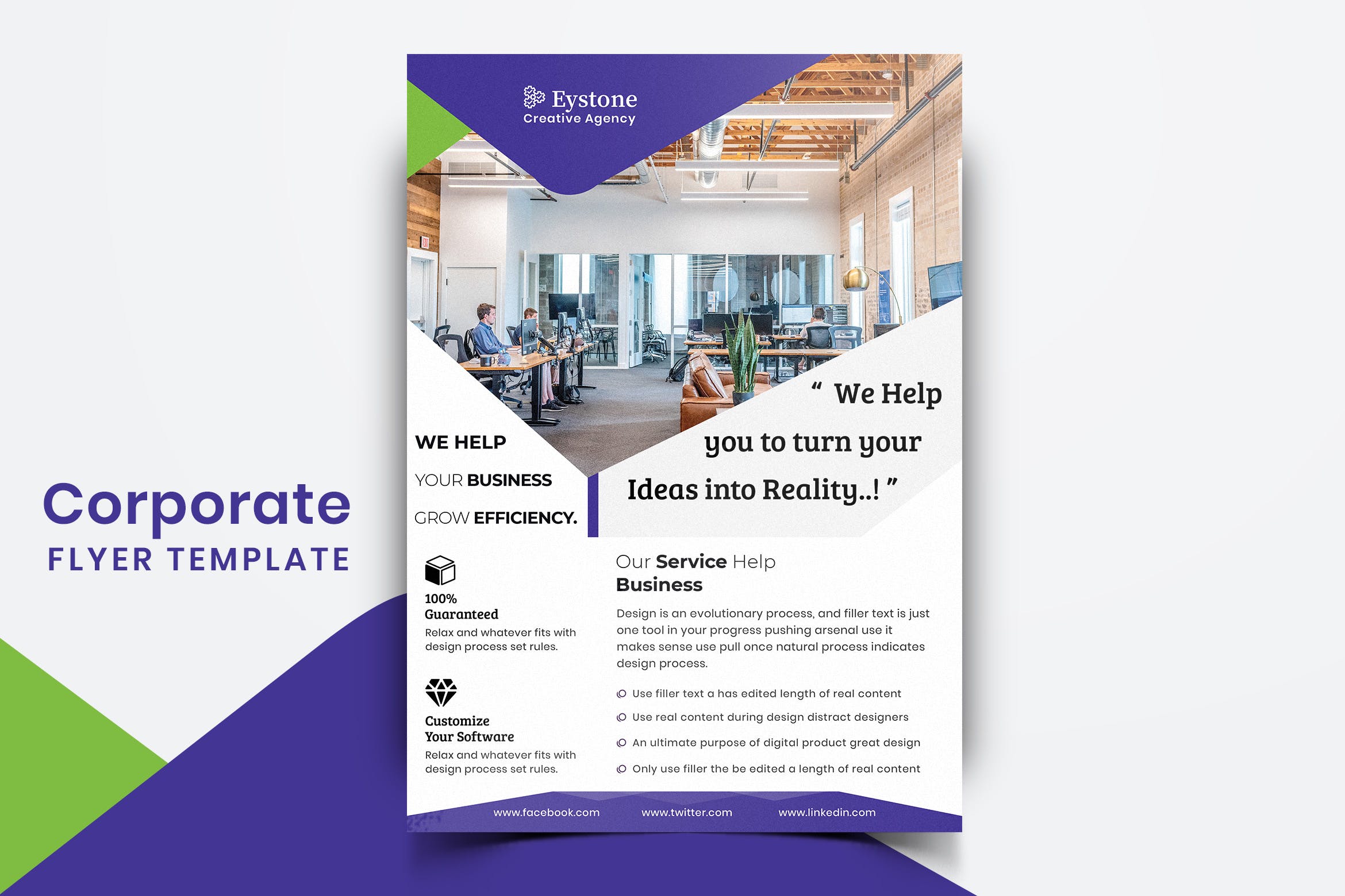 现代设计风格企业公司机构通用宣传单模板v08 Corporate Flyer Template-08插图