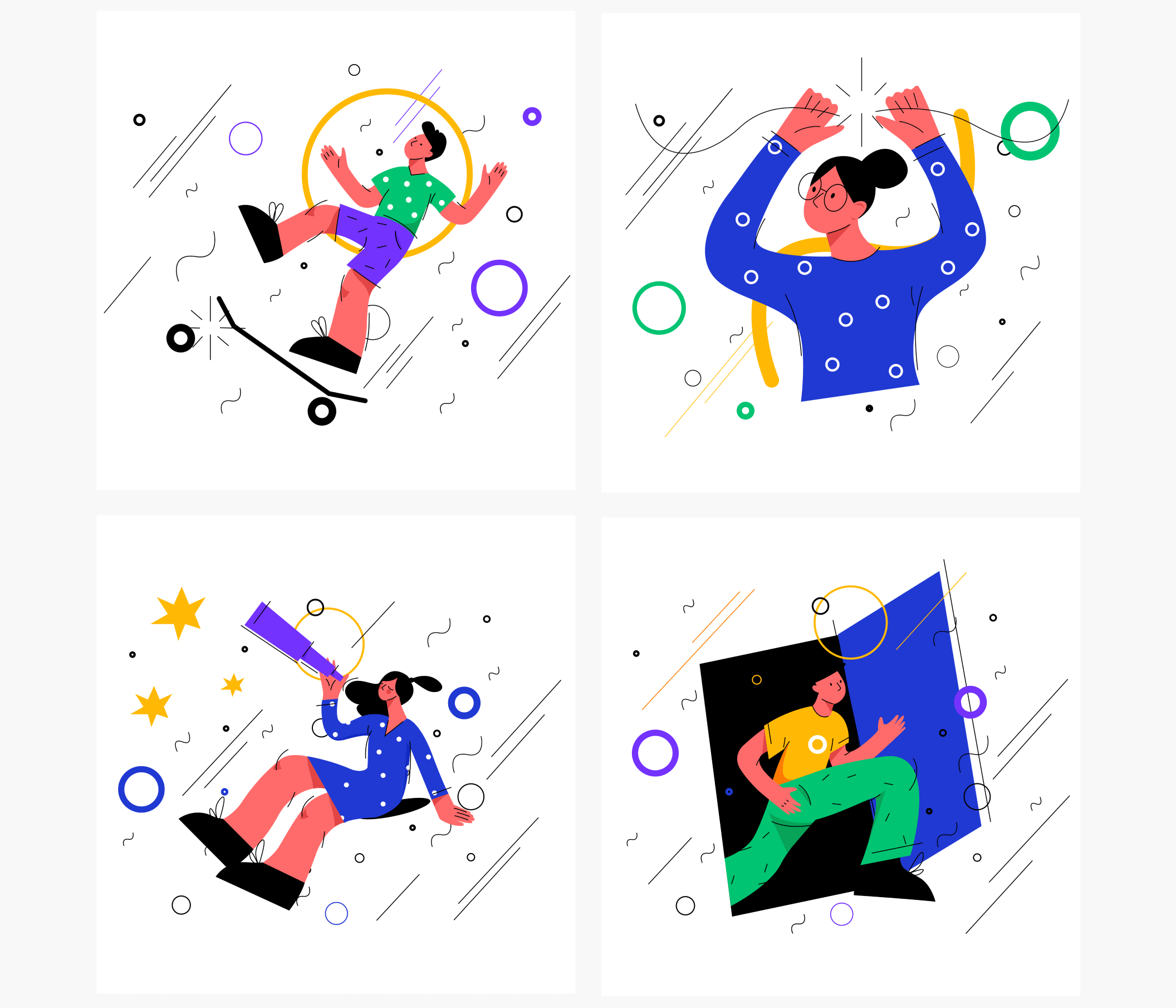 素材库下午茶:多彩的人物元素矢量网站设计插画合集插图(4)