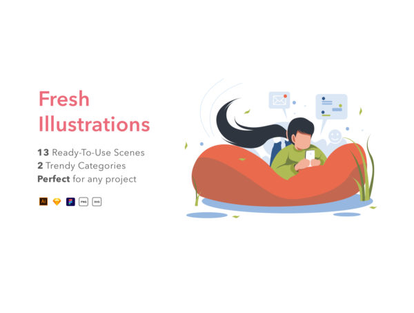 素材库下午茶：专业网站设计和演示的矢量插画素材