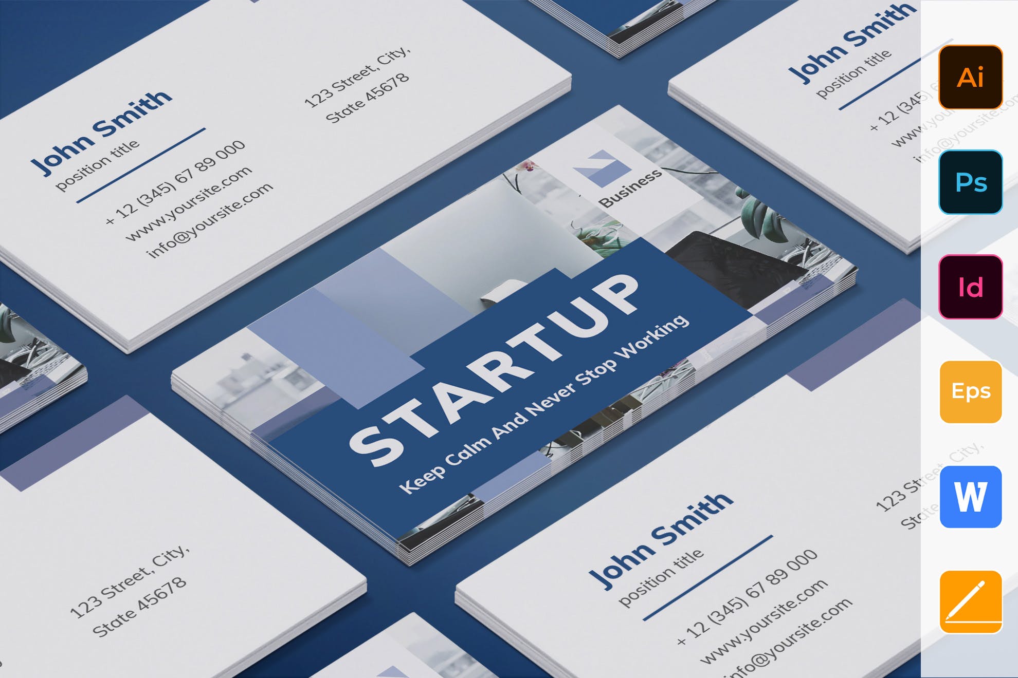 项目解决方案专家素材库精选名片模板 Startup Business Card插图
