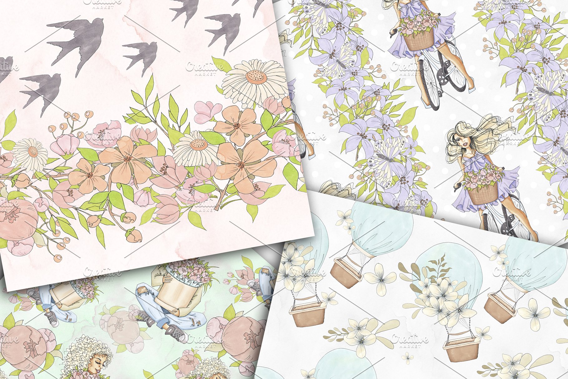 春季情调水彩插画合集 Spring Mood Design Kit插图(8)