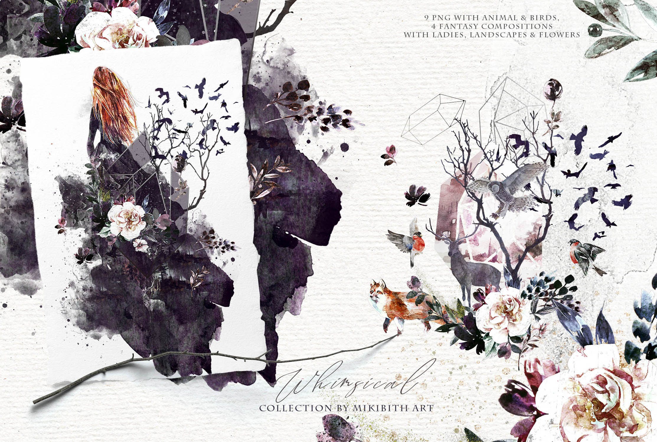 高品质梦幻水彩矢量插画素材大合集[1.88GB] Fantasy illustrations “Once in the dream”插图(14)