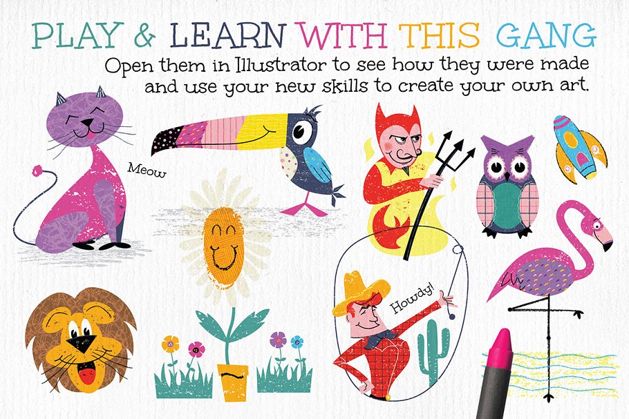 蜡笔纹理和设计元素 Crayon Textures and Design Elements插图(5)