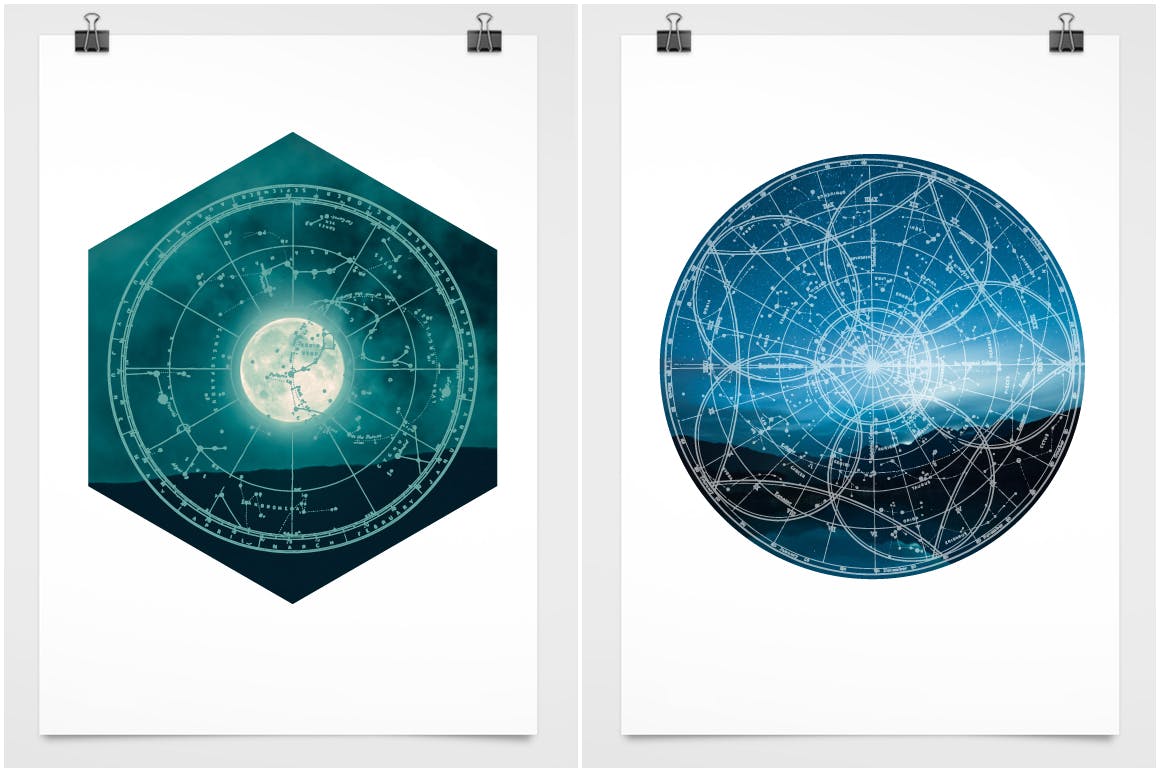 12款复古星座图航海图矢量素材 Vintage Charts插图(3)