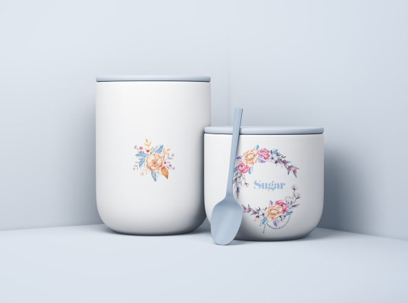 极简主义风食品储存罐样机模板 Minimal Jars with Spoon Mockup