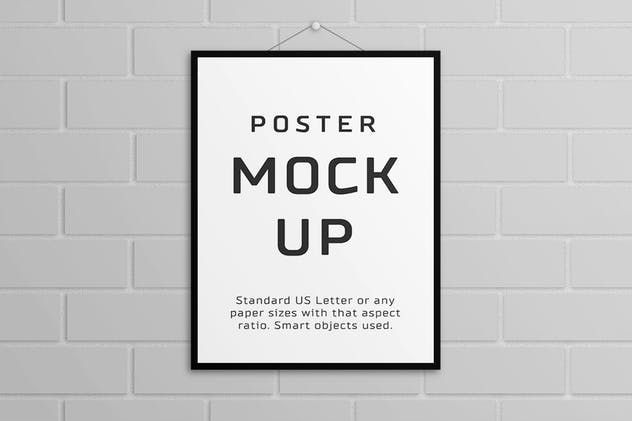 美国信纸规格海报设计样机模板 Poster Mock Up – US Letter插图(6)