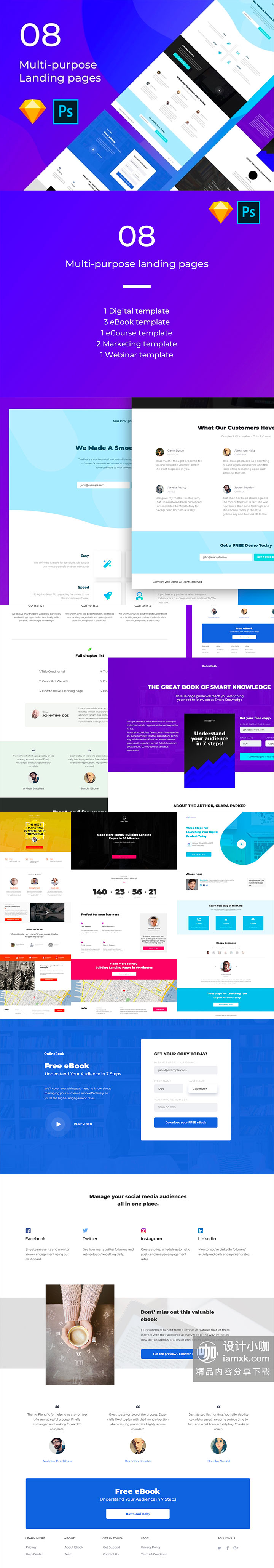 素材库下午茶：多用途的企业产品服务官网网页UI模版下载[Sketch,PSD]