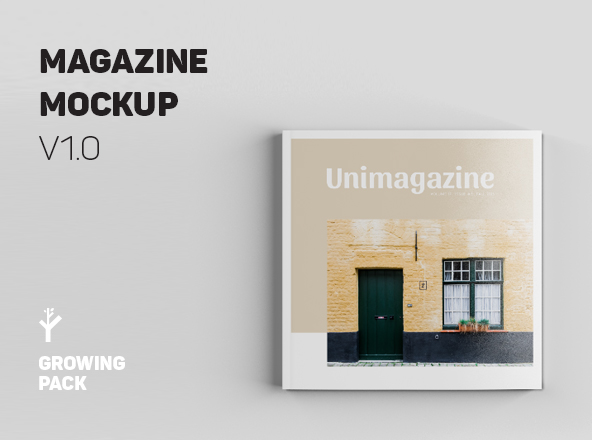 方形杂志封面设计图样机 Square Magazine Mockup