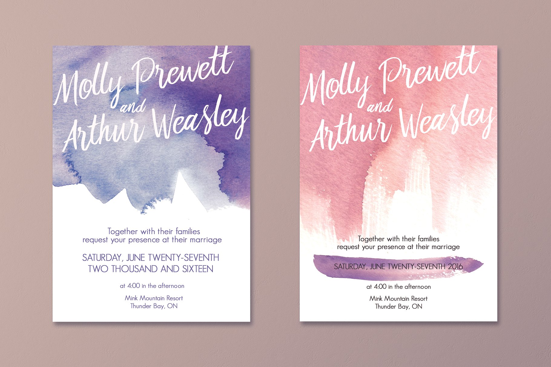 梦幻水彩婚礼邀请函模板合集 The Dreamy Watercolour Collection插图(3)