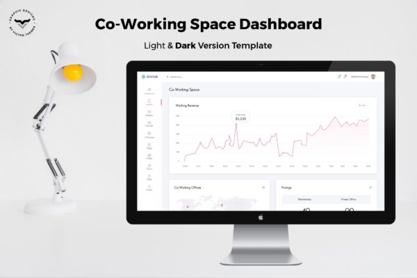 协同工作管理系统后台管理仪表盘UI设计素材库精选套件 Co Working Admin Dashboard UI Kit