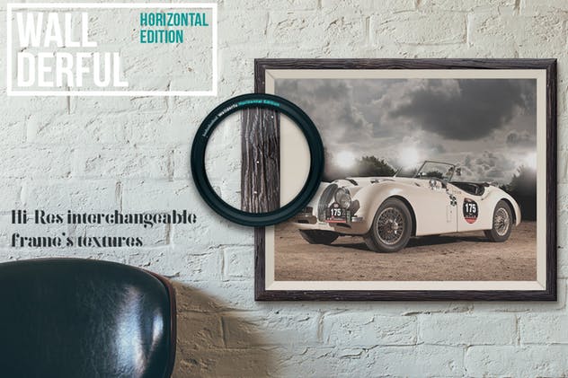 挂墙式画框广告牌样机模板 “Wallderful” – Horizontal Mockups插图(3)