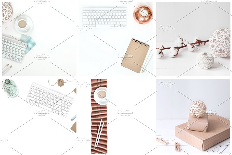 蓝色主点缀办公场景样机模板 Blue stock photo bundle插图(3)