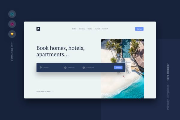 简约设计风格网站首页设计UI模板 Web Templates UI Kit – Hero Header 6
