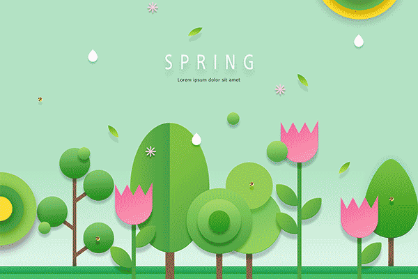 春季创意卡通插画海报模板PSD