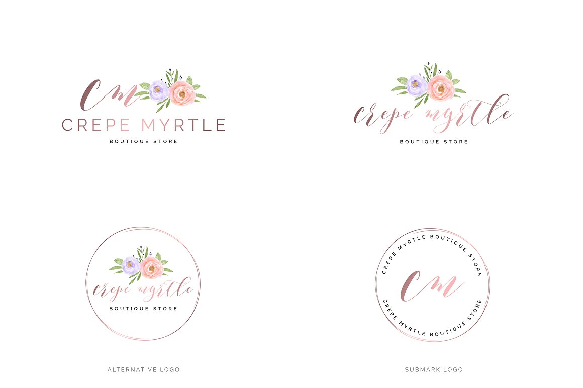 超级水彩风 Logo 设计素材包 Watercolor Premade Branding Logo Kit [模板、纹理&元素]插图(25)