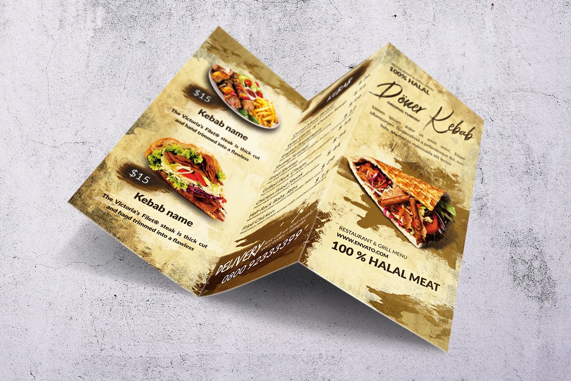 土耳其烤肉菜单设计模板 Doner Kebab Vintage Food Menu Bundle插图(6)