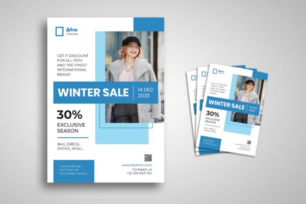 冬装大促活动海报传单素材库精选PSD模板 Winter Fashion Flyer