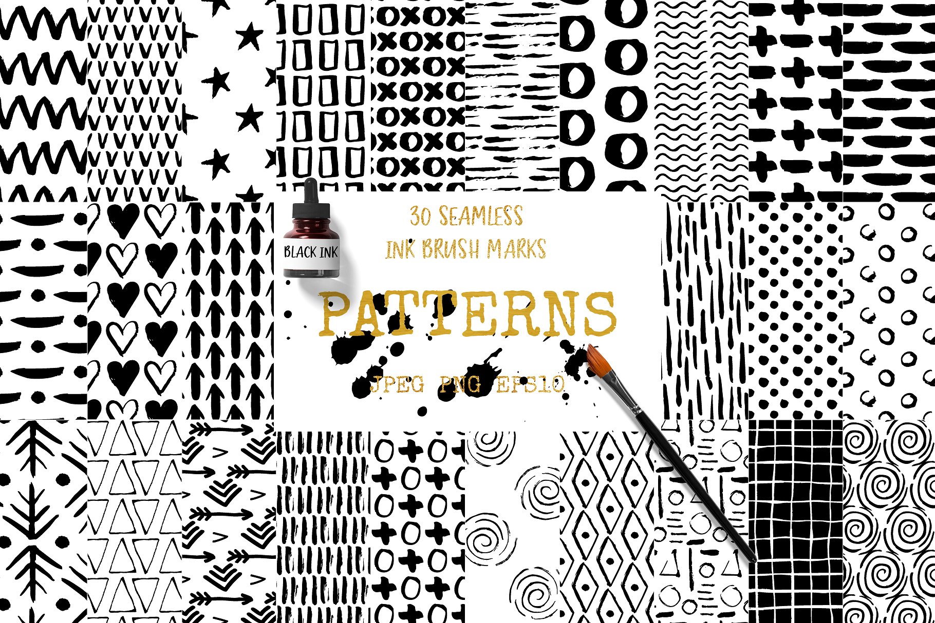 30款无缝模式的油墨图案背景纹理下载[eps,png,jpg]插图