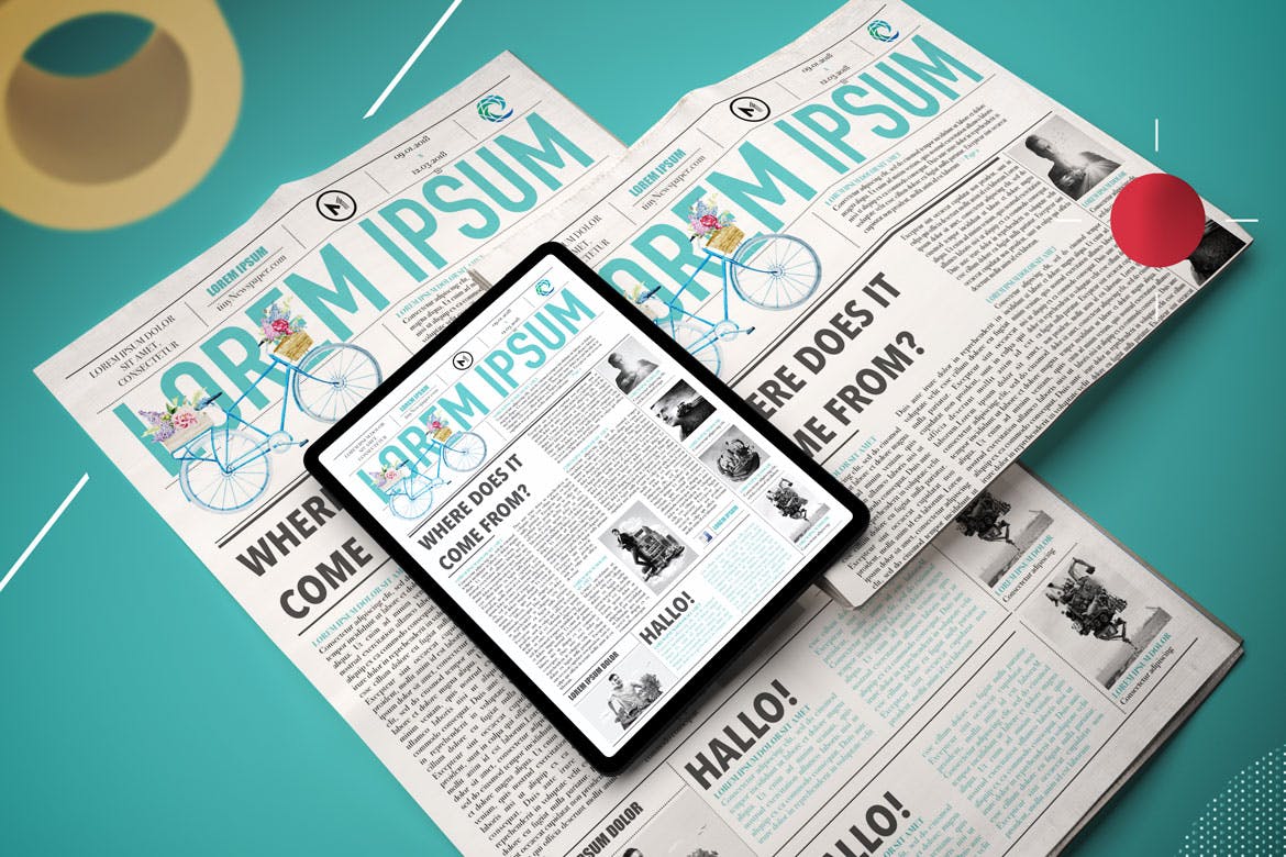 抽象设计风格报纸资讯类APP应用UI设计效果图素材库精选样机 Abstract Newspaper App MockUp插图(6)