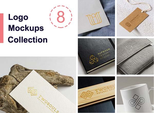 8套逼真的logo设计展示模型mockup下载[PSD]