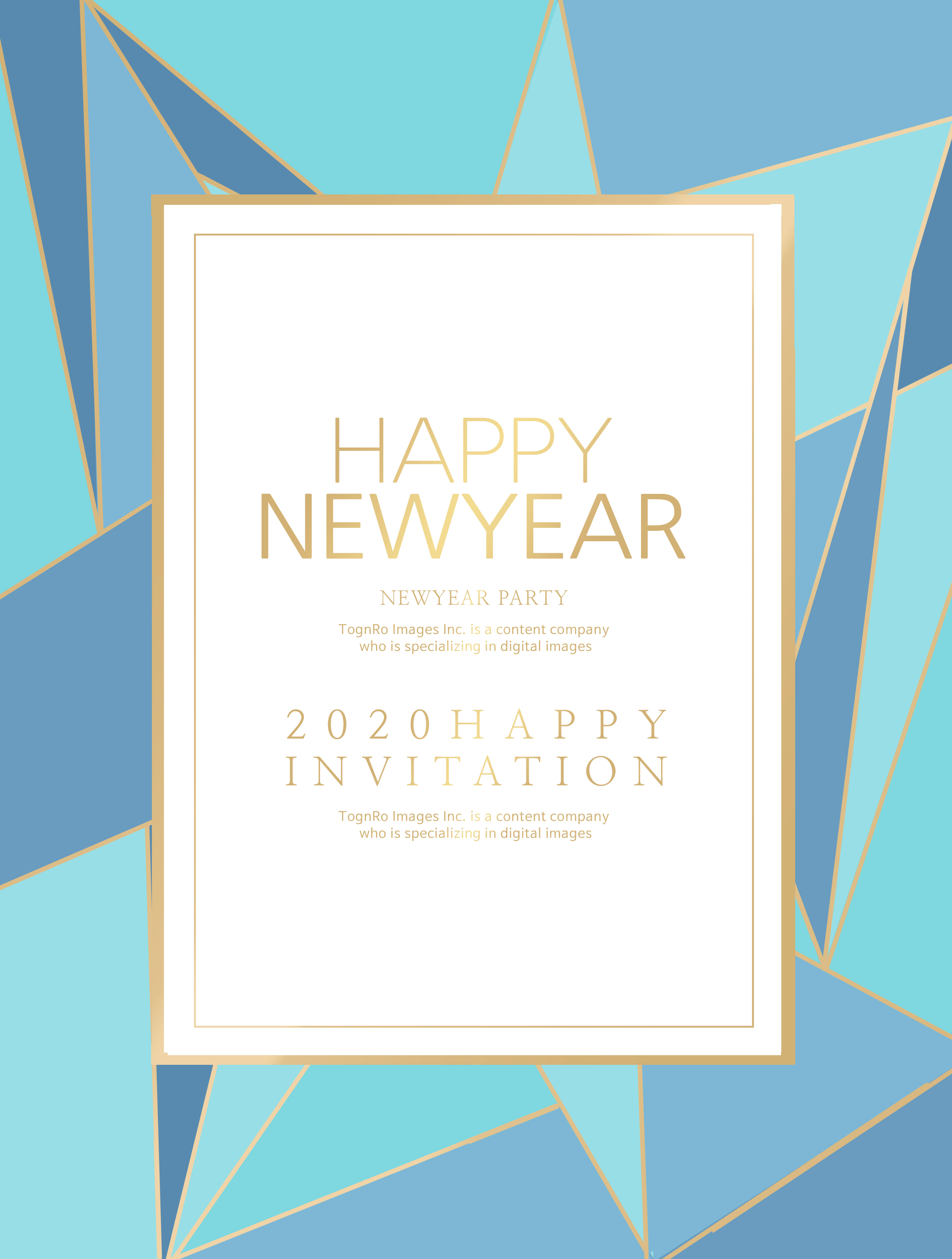 几何图形背景新年派对活动邀请函设计素材插图