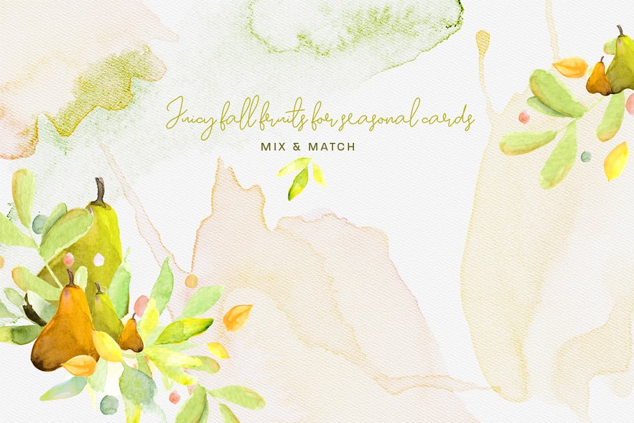 水彩花卉剪贴画合集[对象、花环&纹理] Falling Watercolor Clipart Bundle插图(7)