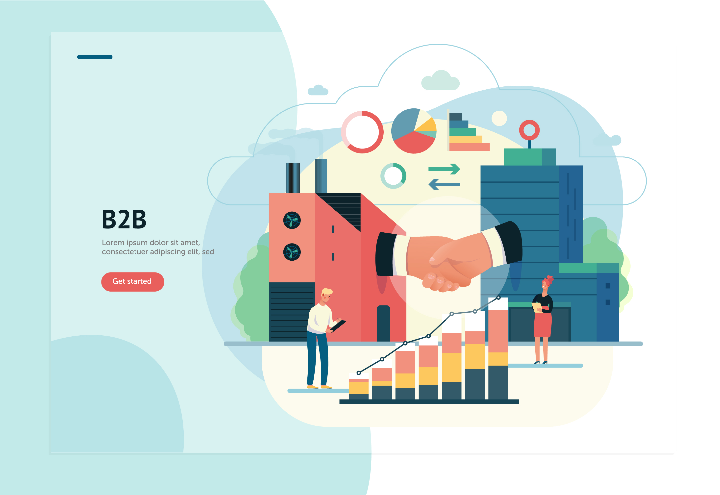 互联网多种商业业务概念扁平化插画下载[Ai]插图(29)