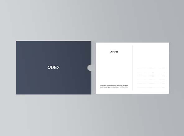 抽拉式明信片设计图样机素材库精选模板 Flat Postcard Mockup