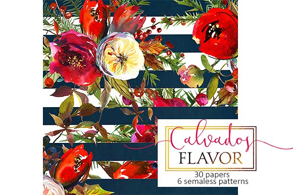 圣诞花饰纸张图案纹理素材 Christmas floral paper pattern pack插图(11)