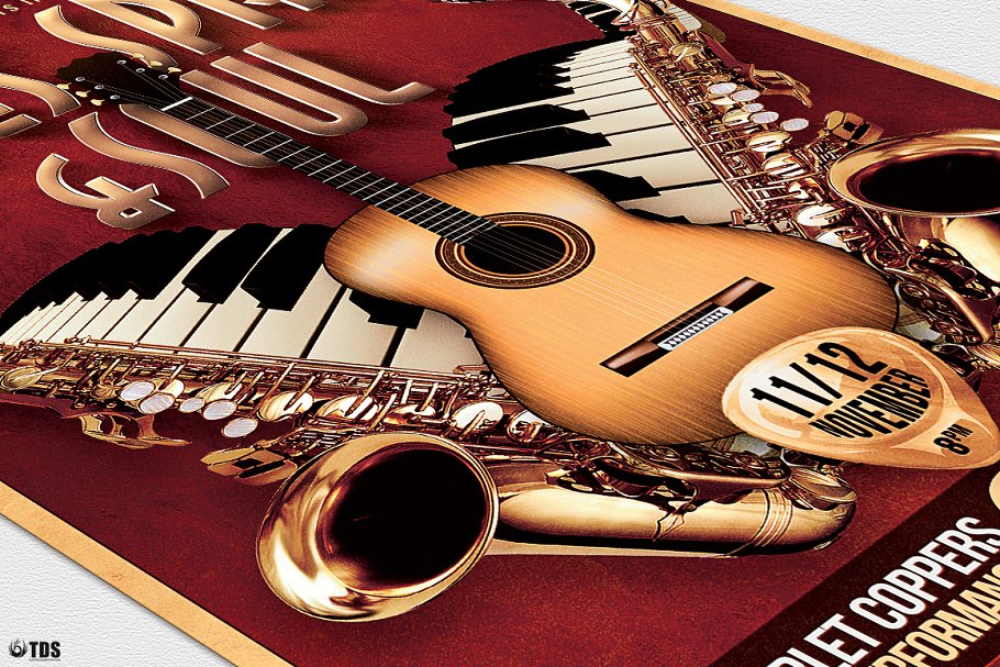 蓝调&灵魂音乐节活动海报传单设计模板 Blues and Soul Live Flyer PSD插图(5)